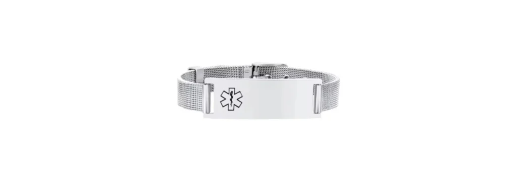 Brazalete médico de emergencia para garantizar el acceso rápido a datos médicos, promoviendo la salud mental y la tranquilidad en situaciones críticas.